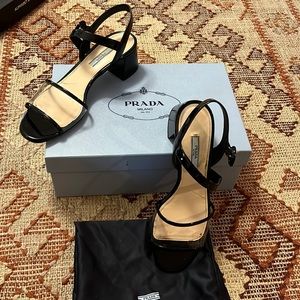 Size 39 Prada Black Patent and PVC sandal